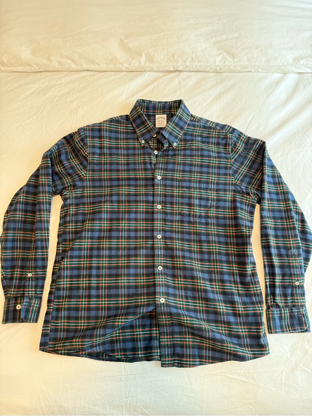 Brooks Brothers Blue and Green Plaid Button-Down Shirt
